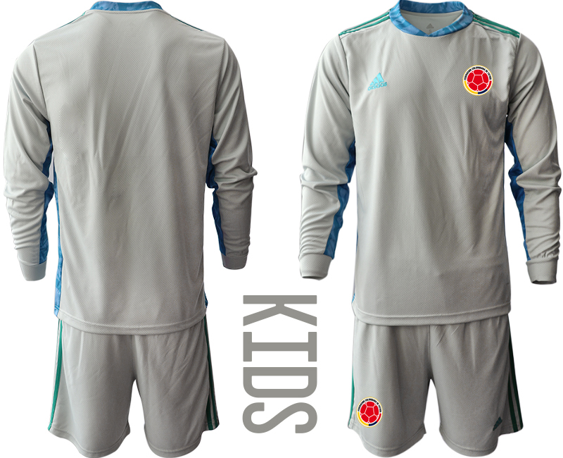 Youth 2020-2021 Season National team Colombia goalkeeper Long sleeve grey Soccer Jersey